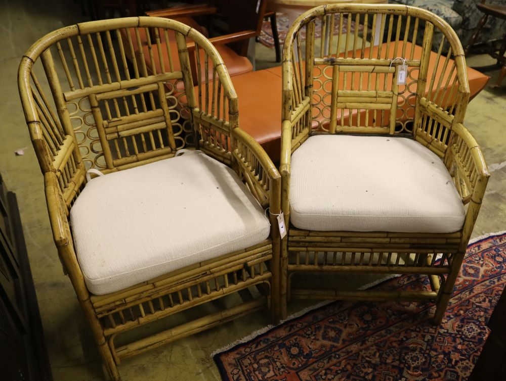 Four bamboo conservatory armchairs